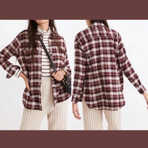 Madewell Tops - MADEWELL Flannel Sunday Shirt in Mahaska Plaid Size XS Textured Cotton Flannel